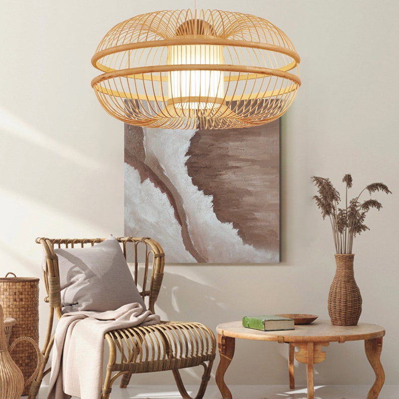 Handicraft Bamboo Pendant light Creative Chandelier Home Decor Art