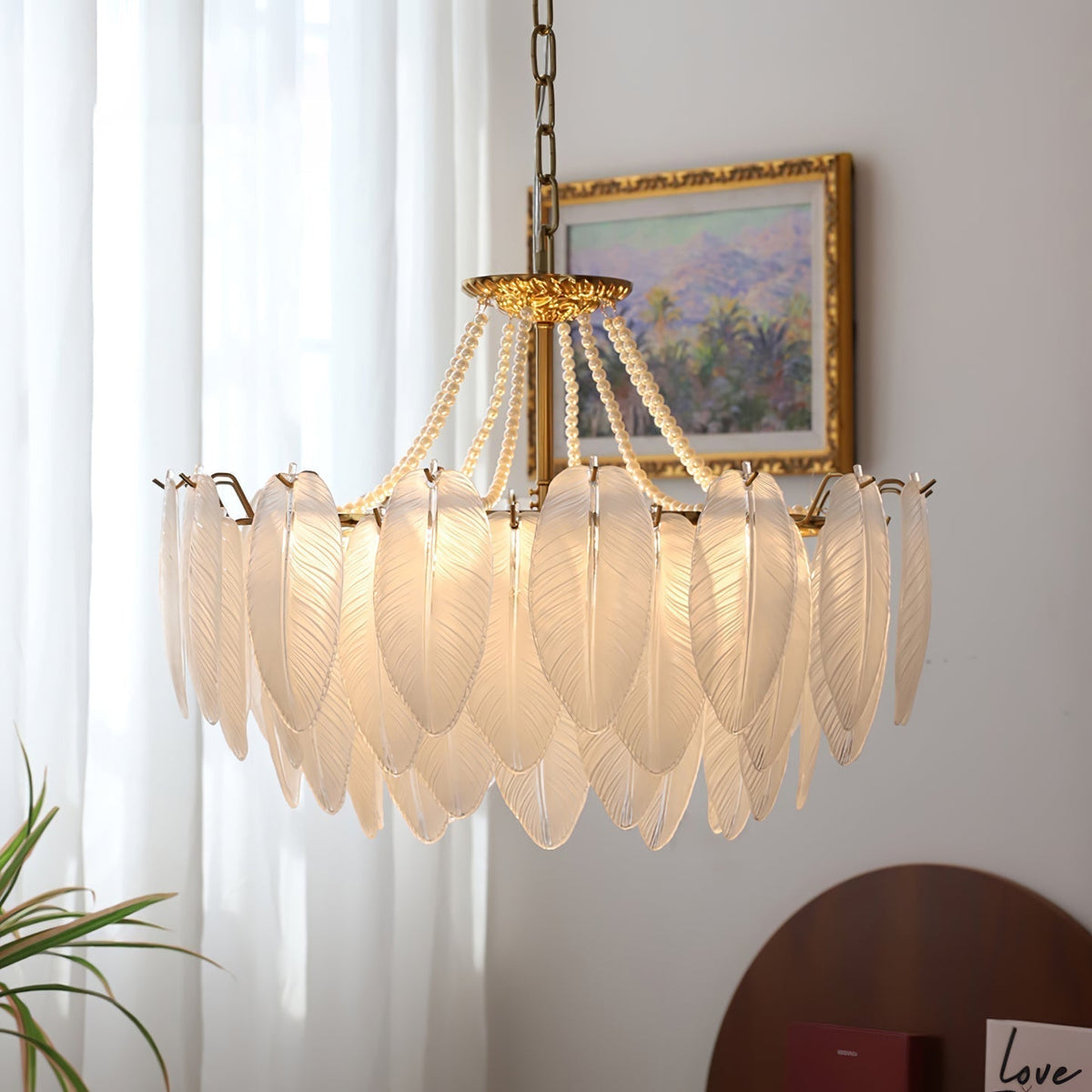Luxury Modern Minimalist Living Room Shade Feather Chandelier
